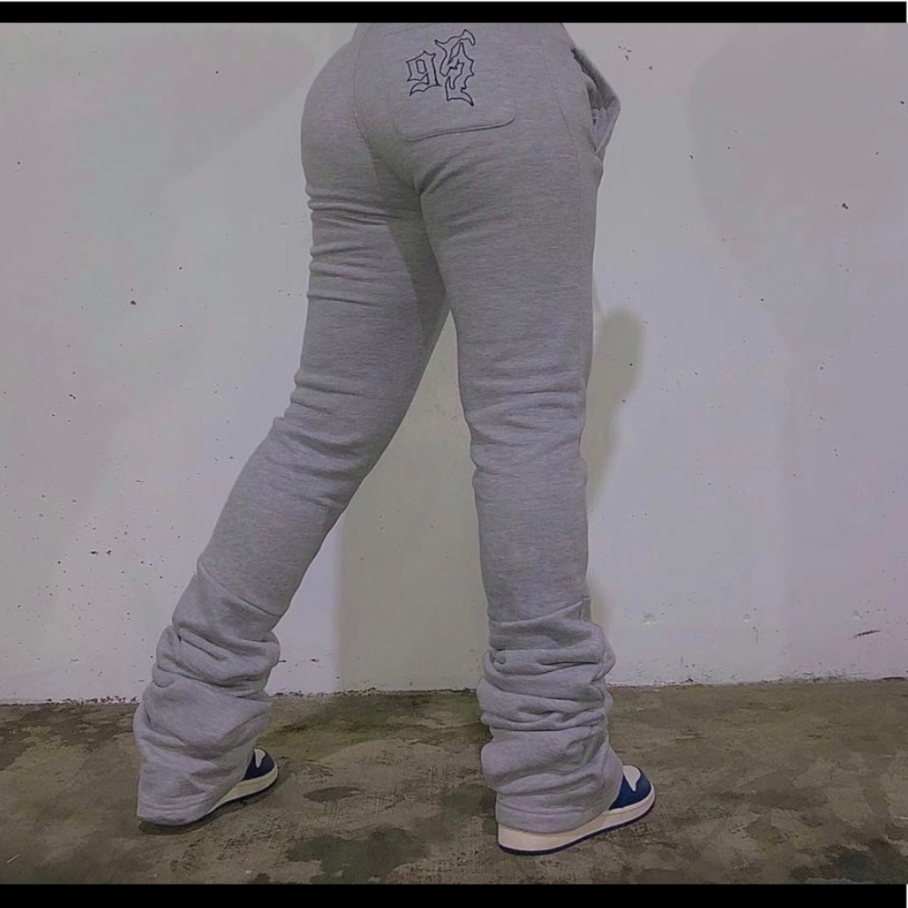 Stacked grey sweats